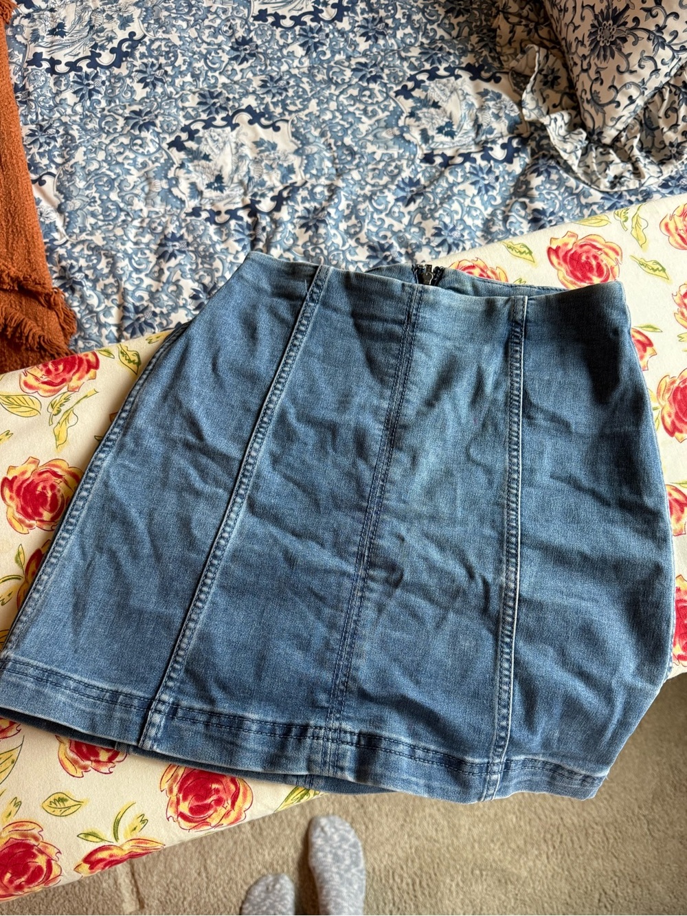 Free People Blue Denim Mini Skirt
